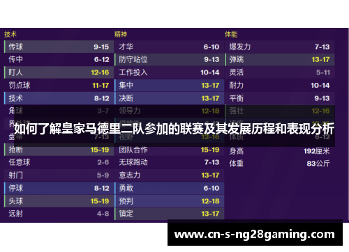 如何了解皇家马德里二队参加的联赛及其发展历程和表现分析